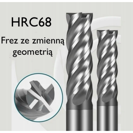 FREZ VHM o ZMIENNEJ GEOMETRII fi 10 L75 4F HRC68 do stali hartowanej